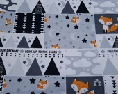 Flannel Fabric - Fox Patchwork - REMNANT - 100% Cotton Flannel