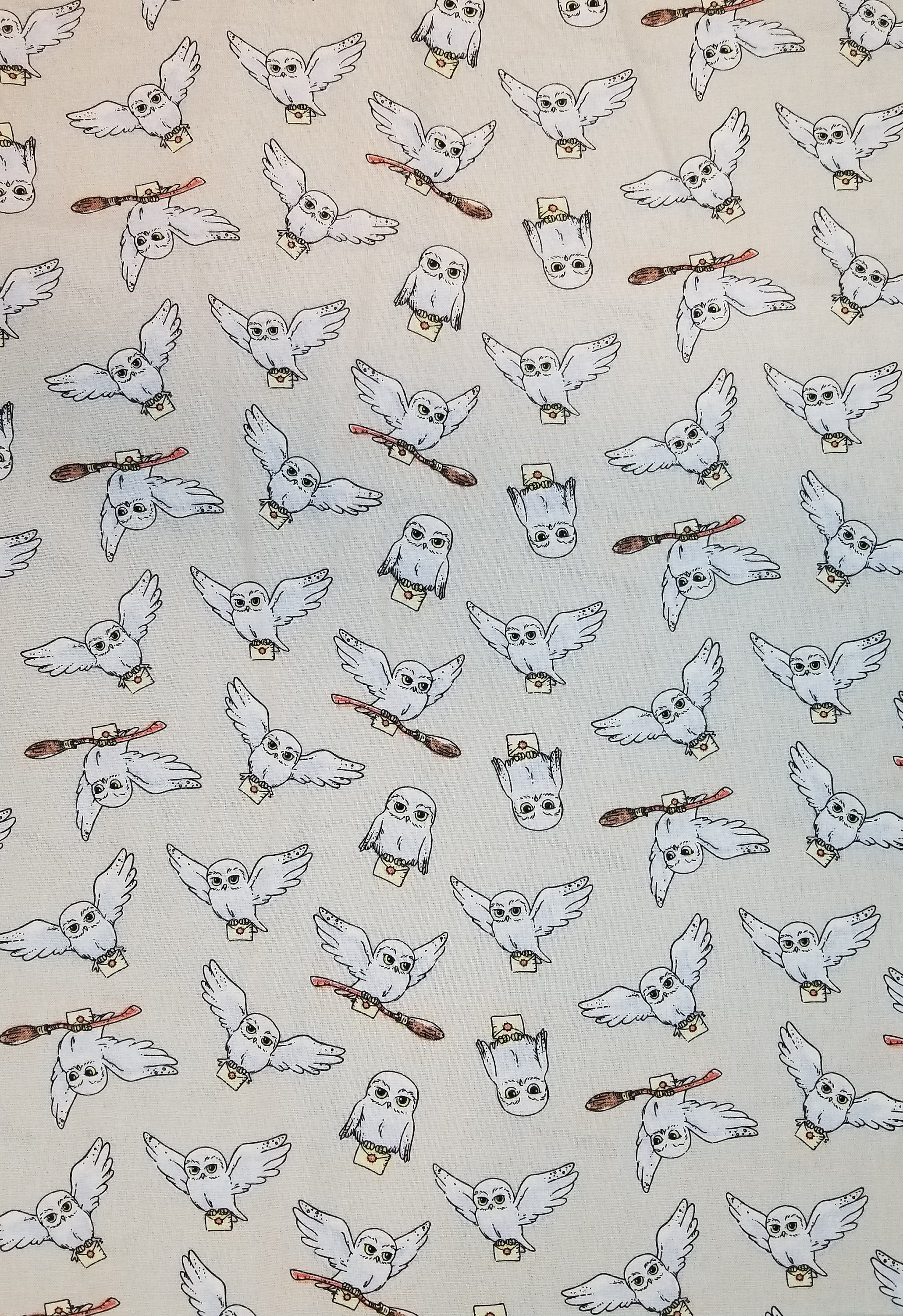 Harry Potter Hedwig Owl With Broom Letter 100 Cotton Fabric Etsy