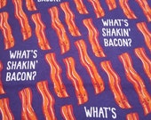 Flannel Fabric - What's Shakin Bacon - 20" REMNANT - 100% Cotton Flannel