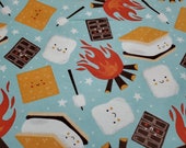 Flannel Fabric - Camp Smores - REMNANT - 100% Cotton Flannel