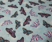Flannel Fabric - Orchid Butterflies - 25" REMNANT - 100% Cotton Flannel