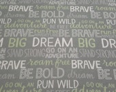 Flannel Fabric - Boone Inspirational Words - 30" REMNANT - 100% Cotton Flannel