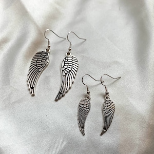 Silver Plated Angel Wing Dangle Earrings