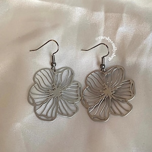 Stainless Steel Flower Earrings: Surgical Steel Hooks, Sensitive Ears