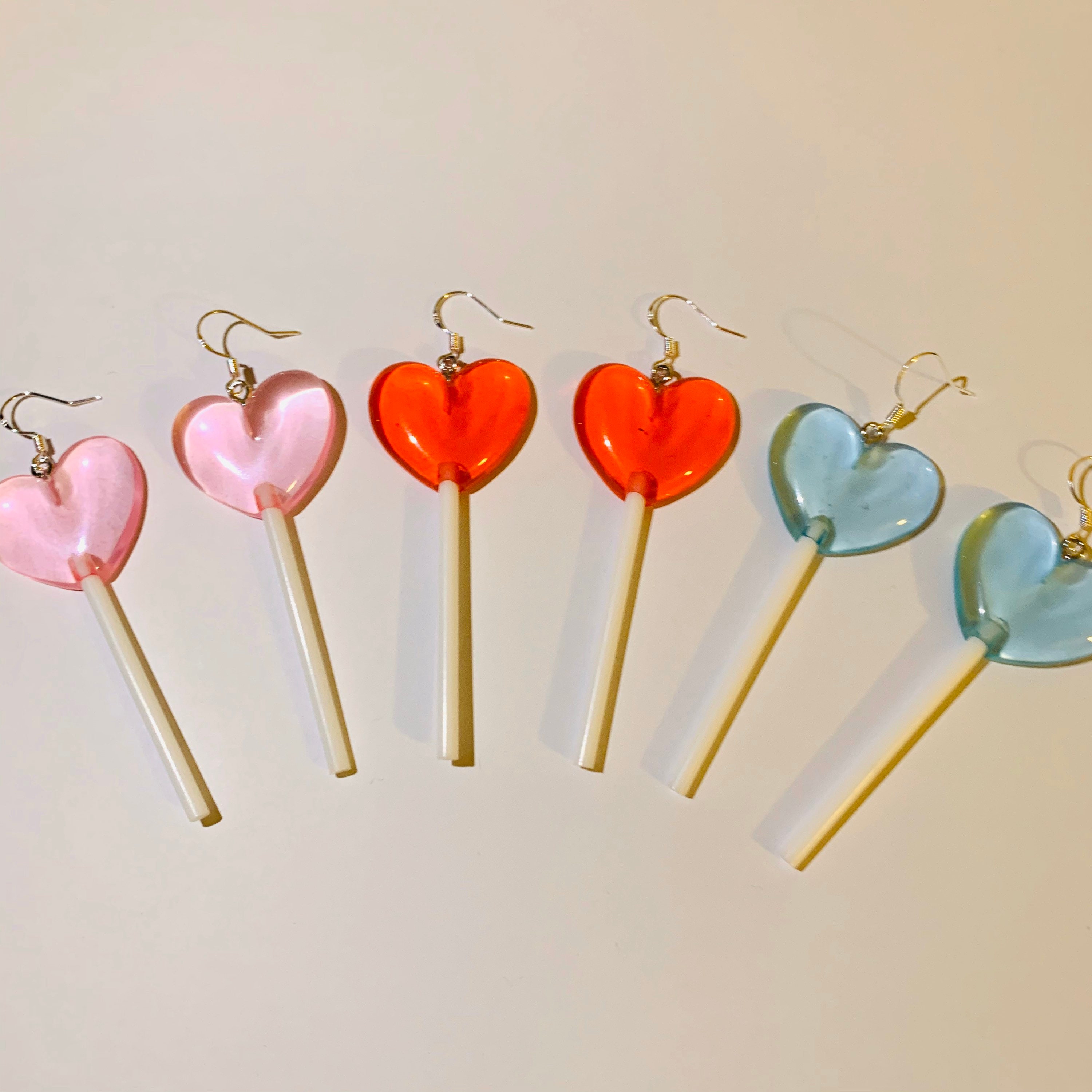 Cute Colourful Heart Lollipop Handmade Drop Dangle Earrings on | Etsy