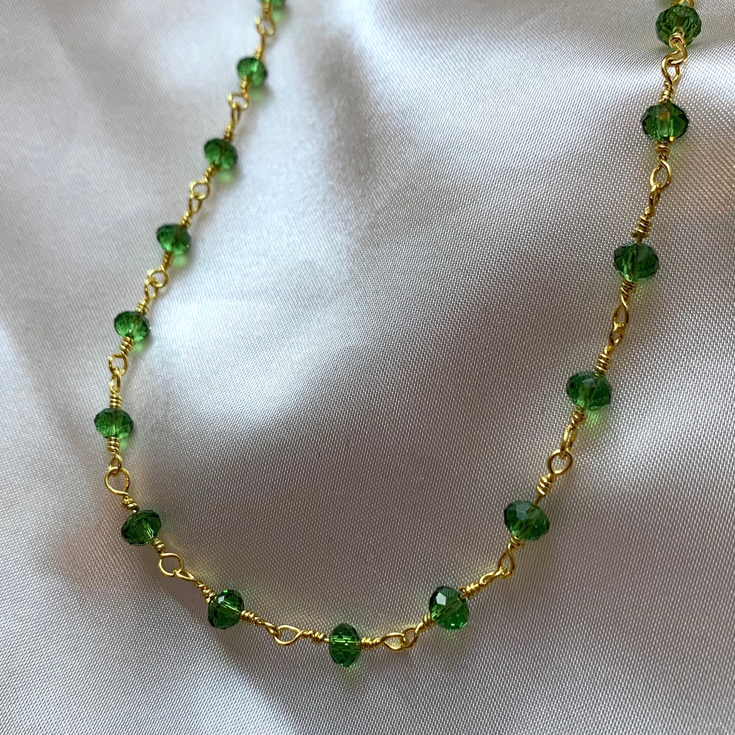 Gorgeous Colourful Red Green or Blue Crystal Bead Gold Chain - Etsy