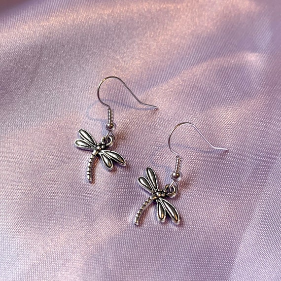 Cool Silver Plated Dragonfly Insect Bug Handmade Drop Dangle