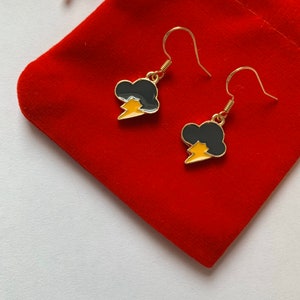 Handmade Cloud Lightning Earrings: 18kt Gold Plated Hooks