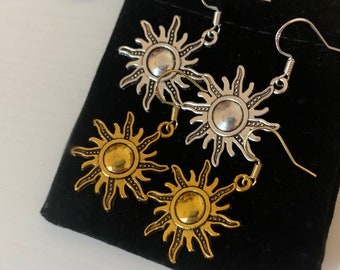 Handmade Gold/Silver Plated Sun Drop Earrings: Celestial Boho Style