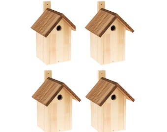 Ensemble de 4 nichoirs en bois, cabanes à oiseaux pour oiseaux sauvages