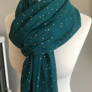 foulard chèche étole en double gaze de coton motifs brillants image 2