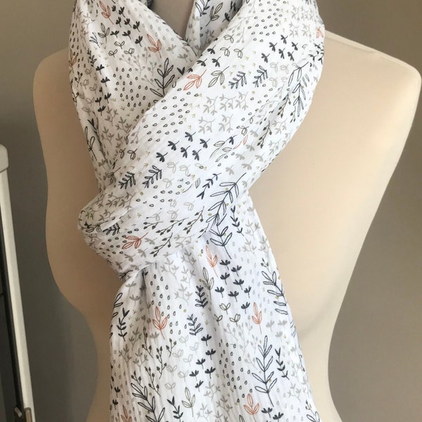 foulard chèche étole en double gaze de coton motifs