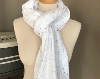 foulard chèche étole en double gaze de coton motifs brillants