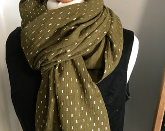 foulard chèche étole en double gaze de coton motifs brillants