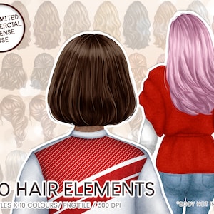 Natural Hair Woman Clipart, Female Hairstyles Clipart, Hair Clipart, Fashion Girl Clipart, Wavy Hairstyle, Curly Hair, Digital Download-CA03