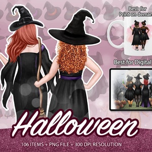 Plus size witch, Plus Size Girls, Halloween Girls Clipart, Witch clipart, Fall best friend,Halloween witches,Witch sisters,Witches Girl-CA29