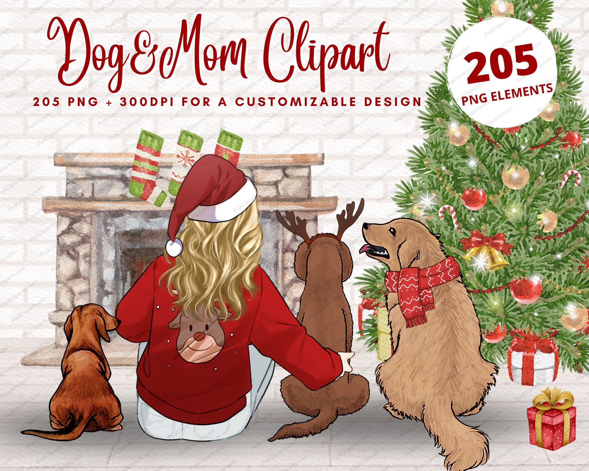 Dog Christmas Tree Clipart
