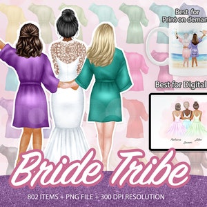 Bridesmaid Clipart, Wedding Clipart, Best Friends Clipart, Bridesmaid PNG, Bridal Clipart,Wedding Robes,Bride Tribe,Bridesmaid Proposal-CA60