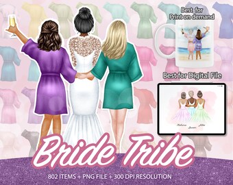 Bridesmaid Clipart, Wedding Clipart, Best Friends Clipart, Bridesmaid PNG, Bridal Clipart,Wedding Robes,Bride Tribe,Bridesmaid Proposal-CA60
