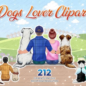 Imágenes Prediseñadas de MEJORES AMIGOS DE PERROS, Ilustración familiar, Imágenes Prediseñadas de mamá papá amante de los perros, Cachorros de mascotas personalizados - Perros desde detrás Creador de imágenes prediseñadas - CA299