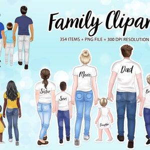 Family Vacation Clipart, Mom Dad Clipart, Family Clipart, Children Clipart, Big Family,Brother Sister,Boy Girl Clipart,Family Life PNG-CA104