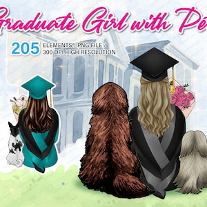 Personalisierte Graduierung Clipart PNG für benutzerdefiniertes Porträt, Abschlussgeschenk für sie, beste Freundin, Tochter, Congrats Andenken, digitale Datei - CA257