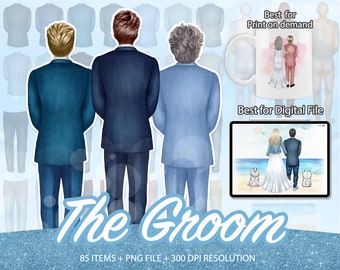 Custom Groom clipart, Groom Clipart,Wedding Clip Art,Suit Colors Clipart,Men&#39;s Suit,Engagement Clipart,Groom Portrait,Groomsmen Clipart-CA52