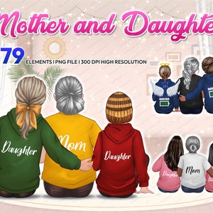 Mother and daughter clipart PNG grandmother grandma for Mother&#39;s day clipart Watercolor people family clipart Best friends Sublimation-CA288