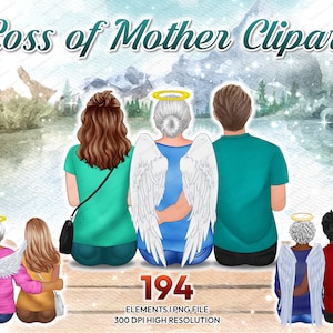 Loss of Mother clipart PNG, Grief clipart, Mom Memorial, Sympathy, Remembrance, Condolence Memorial clipart, In Memory of Mom - CA300