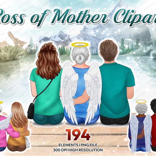 Loss of Mother clipart PNG, Grief clipart, Mom Memorial, Sympathy, Remembrance, Condolence Memorial clipart, In Memory of Mom - CA300