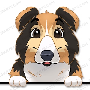 Rough Collie Dog Face Digital Clip Art, Pet Portrait,Dog portrait Painting,Cartoon Dog Portrait,Digital Dog Art,Pet Portrait from Photo-IL31