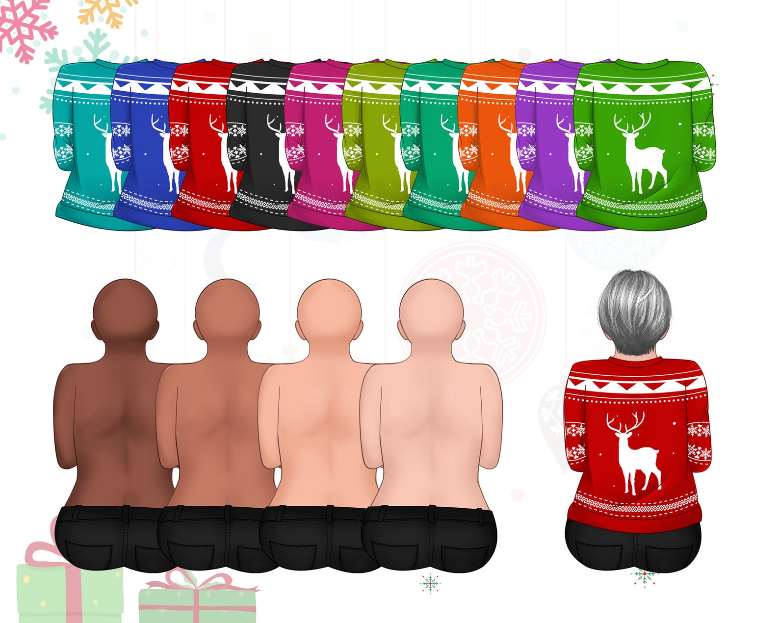 Mom Dad and Daughter Clipart Christmas Family Clipartwinter - Etsy