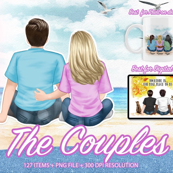 Couple Clipart, Clipart meilleur ami, Clipart homme, Clipart femme, famille Clipart, Couple Art, cadeau d’anniversaire, petit ami petite amie Clipart-CA56