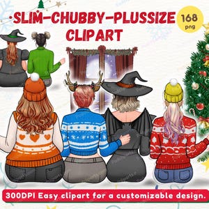 Bundle Best Friends Clipart PNG, Slim, Curvy und Plus Size PNG Dateien für Silvester Weihnachten Personalisierte Beste Freunde Geschenk, DIY -CA555