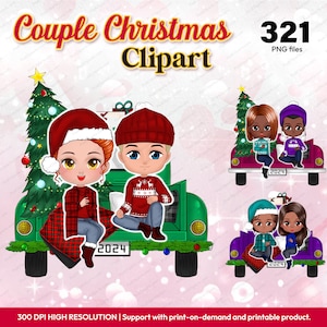 Couple Christmas clipart PNG, Best friend sofa clipart, Male and Female, man and woman wintern Custom clipart, cocktail clipart - CA334