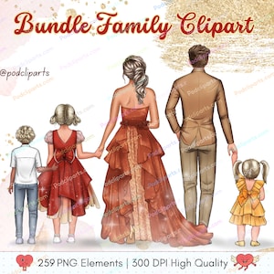 Bundle Familie Clipart PNG, Mode-Illustration Muttertag Familie Clipart, Geschenk für Mama, Mama Papa mit Kinder Clipart kommerzielle Nutzung - CA492