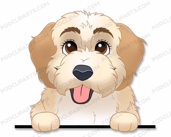 Cockapoo Dog Clipart Peekaboo Dog Cartoon Pet Portrait Pet