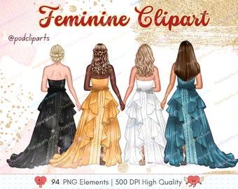Bästa vänner clipart PNG, plus size kurviga bästa vänner feminin akvarell, syskon flicka boss clipart, mode clipart, anpassad bästa vän - CA496