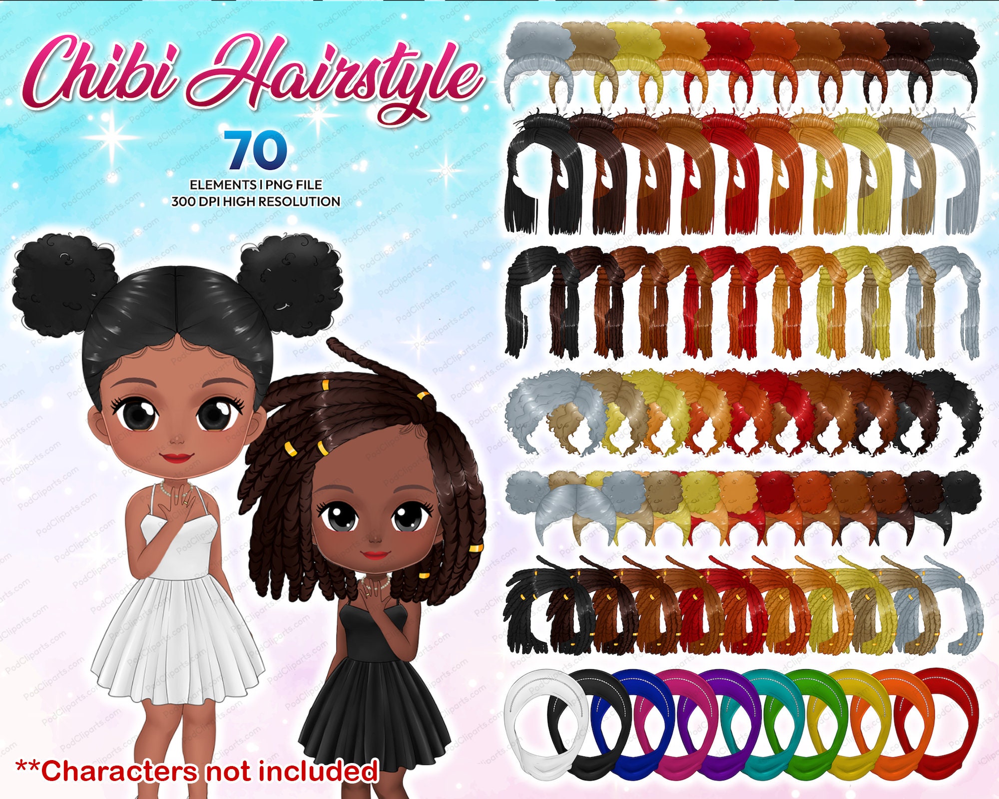 Chibi Frauen Hijab Frisuren Clipart PNG VOL.1, Schwarze Frau Haar, Chibi  Haar, Anpassbare Haare, Natürliche Locs, Geflecht, Afro Haar - CA270 - Etsy  Österreich, image size:2000x1600