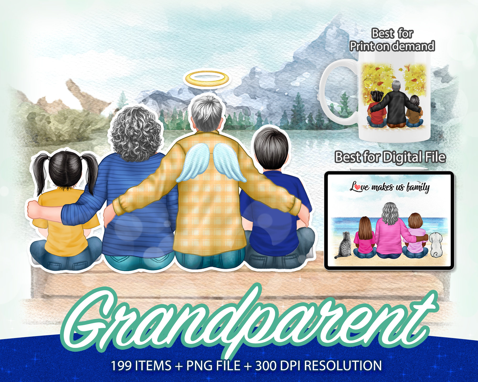 Free Clipart Grandparents With Grandchildren