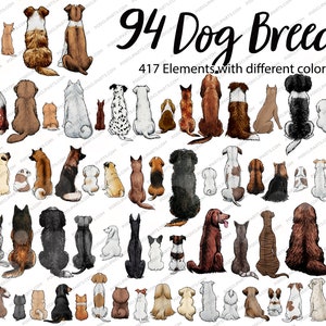 Bundle Dog Breeds Clipart, Dog png, Dog Clipart, Pet Portrait, Back of Dogs,Dog Lover Pet Clipart,Watercolor Dogs Clipart,Dogs Clip Art-CA73