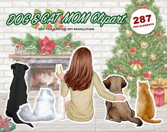 287 Girl and cat dog png, A girl and her cat dog png, best friends png, girl with kitten and puppy, Best Mom Ever, Dog Lover PNG - CA179