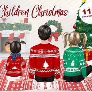 Children Clipart Christmas, Boy clipart, Girl Clipart, Kids Clipart,Cozy Winter,Son Daughter clipart,Christmas BFF,Merry Christmas PNG-CA149