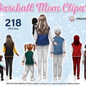 Baseball mom clipart PNG Mothers and kids, Mother&#39;s day clipart Siblings clipart Softball clipart Family clipart sublimation mug - CA312