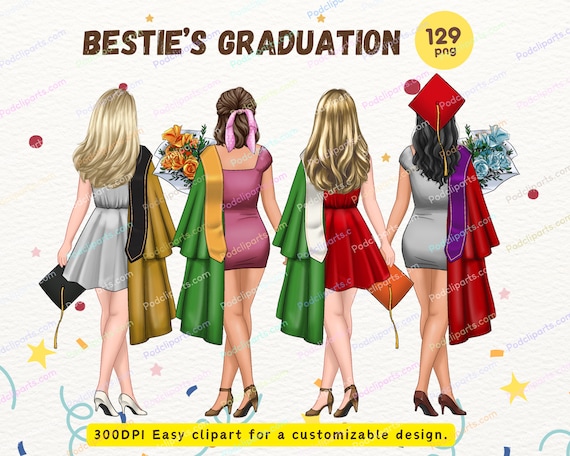 Graduation Clipart Girls Graduate Students Congrats Graduation Toga Hat  Graduation Girls Grad College Senior Best Friend Girls Grad - CA435 - Etsy