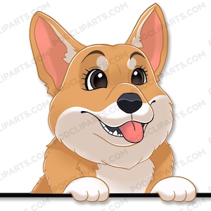 Corgi Dog Face Digital Clip Art, Pet Portrait, Dog portrait Painting, Cartoon Dog Portrait, Digital Dog Art, Pet Portrait from Photo - IL29