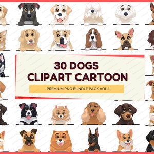 30 Bundle Peek A Boo Dog American Cartoon Style Clipart, Anime Pet Portrait, Puppy Digital Art,Pet Portrait, peeking dog PNG VOL.1 - CA197