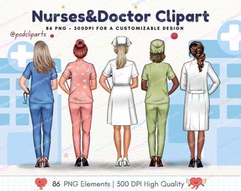 Krankenschwestern Arzt Clipart PNG, Benutzerdefinierte Krankenschwester Porträt, Arzt Clip Art, Gesundheit Clipart, Krankenhaus Clipart, Arzt Krankenschwester Clipart - CA489