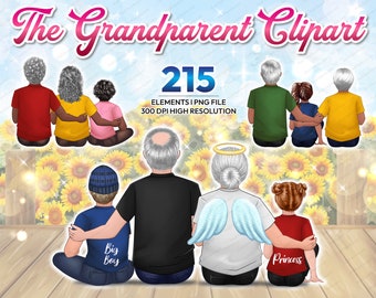 Grandparent and Children Clipart PNG, Love grandpa, daughter clipart, Mother's day clipart, Family clipart png files, Personalized - CA276
