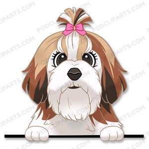 Shih Tzu Dog Clipart, PeekABoo Dog, Cartoon Pet Portrait, Pet Cartoon, Cartoon Dog, Dog Portrait, Pet Drawing,Dog Face Digital Clip Art-IL63